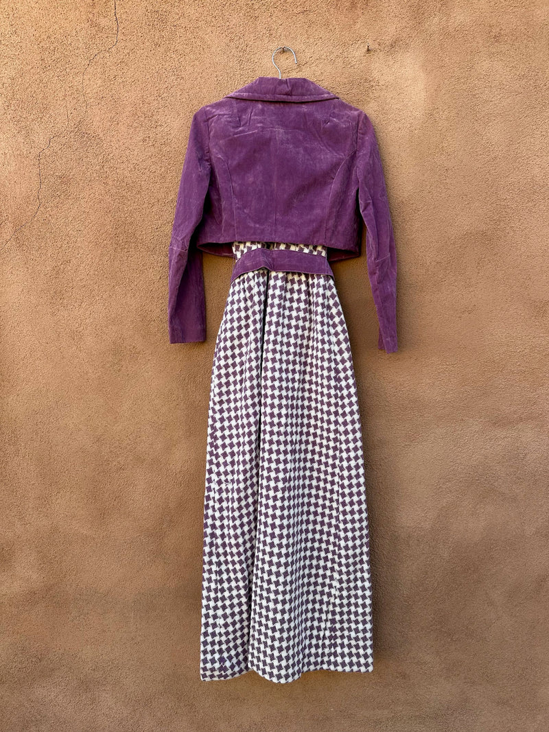 1960's Purple Diamond Pattern Dress with Velvet Bolero Jacket - Main Place by Lorch Dallas