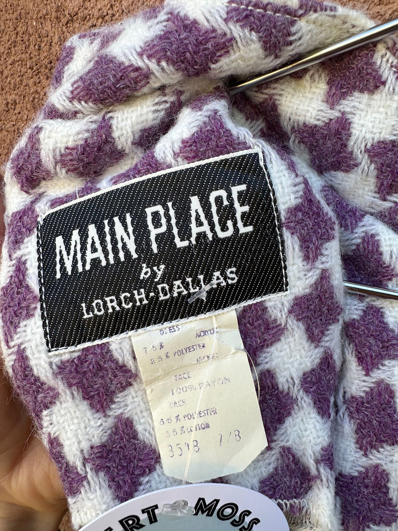 1960's Purple Diamond Pattern Dress with Velvet Bolero Jacket - Main Place by Lorch Dallas