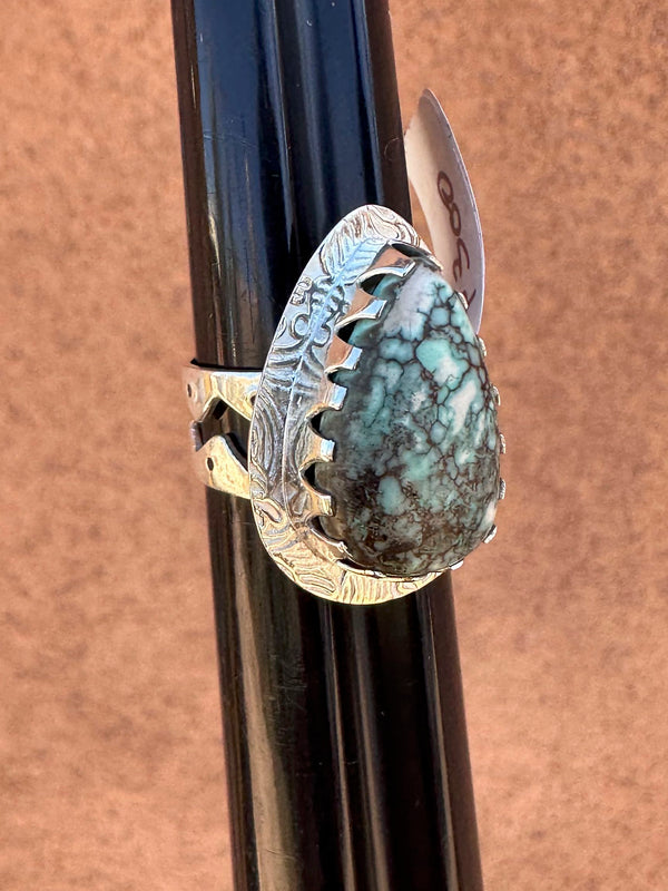 Spider Web Turquoise and Sterling Silver Ring