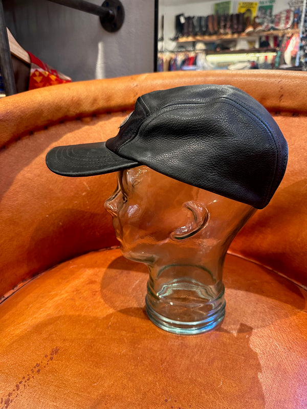 Black Leather Harley Davidson Hat