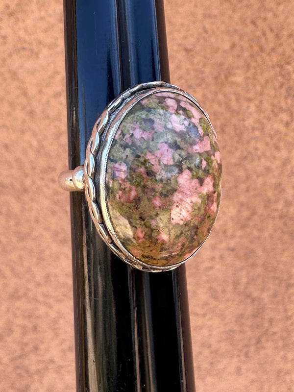 Unakite Jasper and Sterling Silver Ring