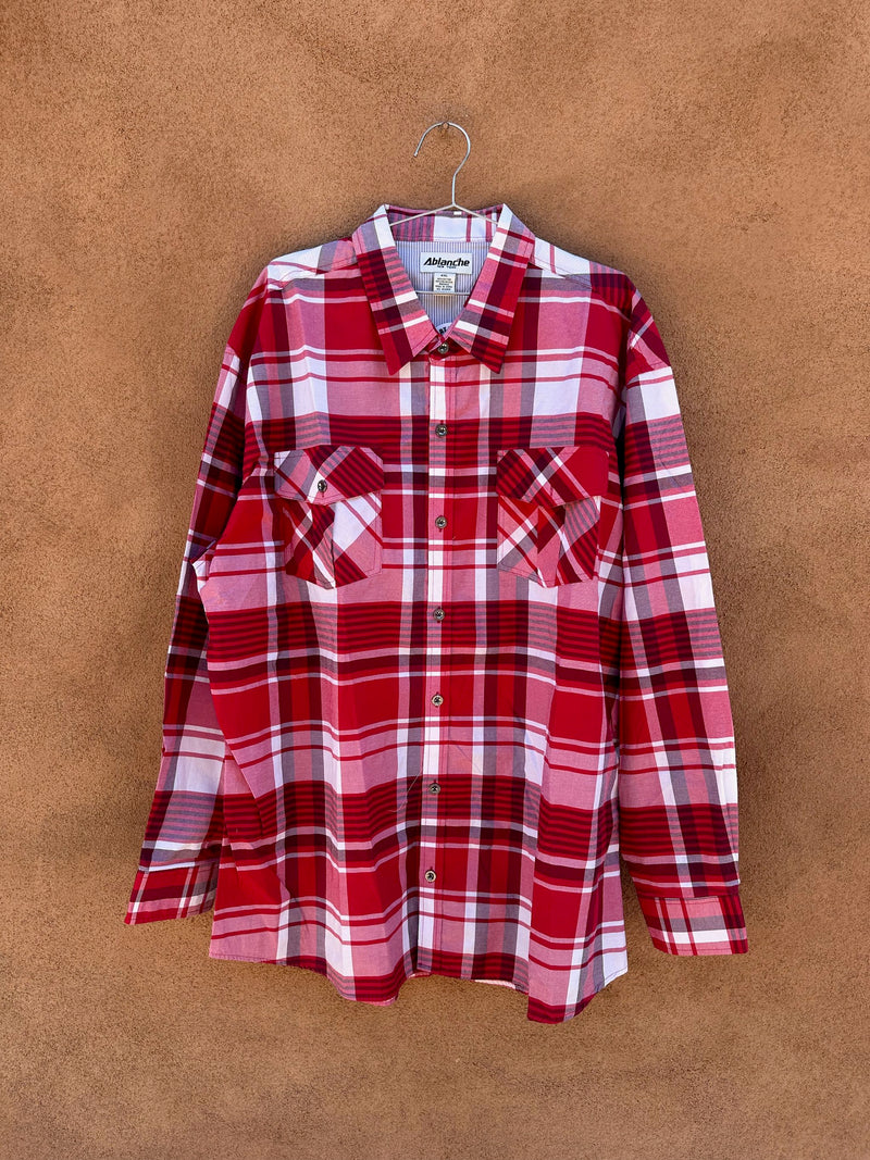 Ablanche NY 4XL Red Plaid Hip Hop Style Long Sleeve Shirt