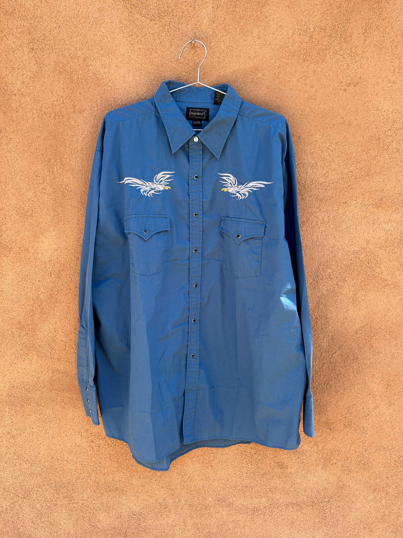 Blue High Noon Eagle Embroidery Western Shirt