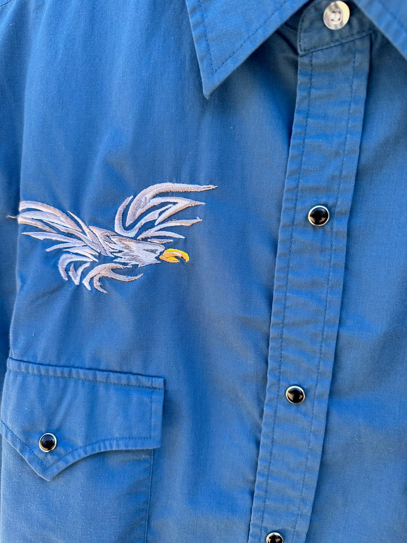 Blue High Noon Eagle Embroidery Western Shirt