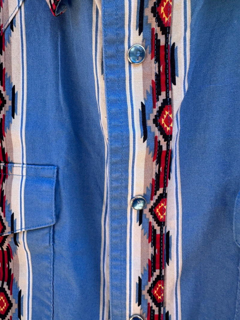 Light Blue Geometric Stripe 80's Wrangler Shirt - Brushpopper