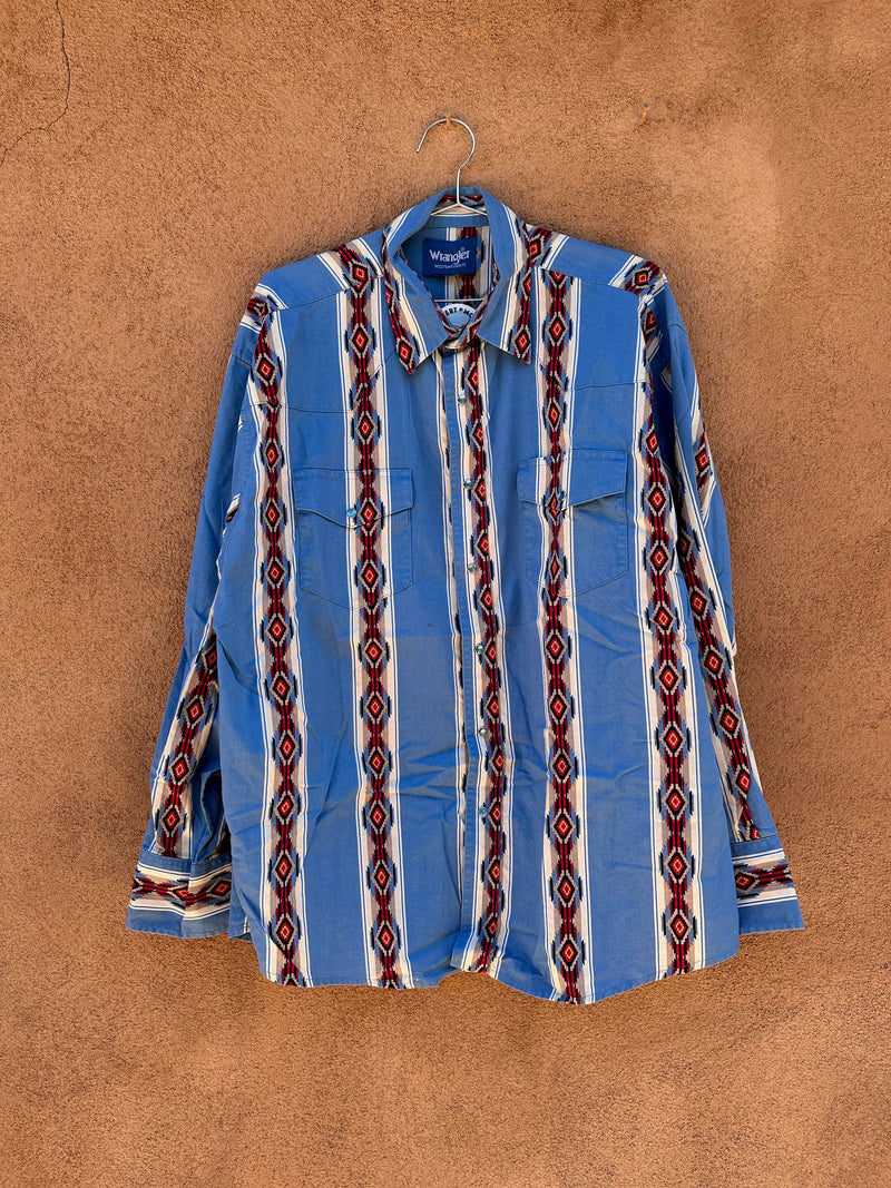 Light Blue Geometric Stripe 80's Wrangler Shirt - Brushpopper