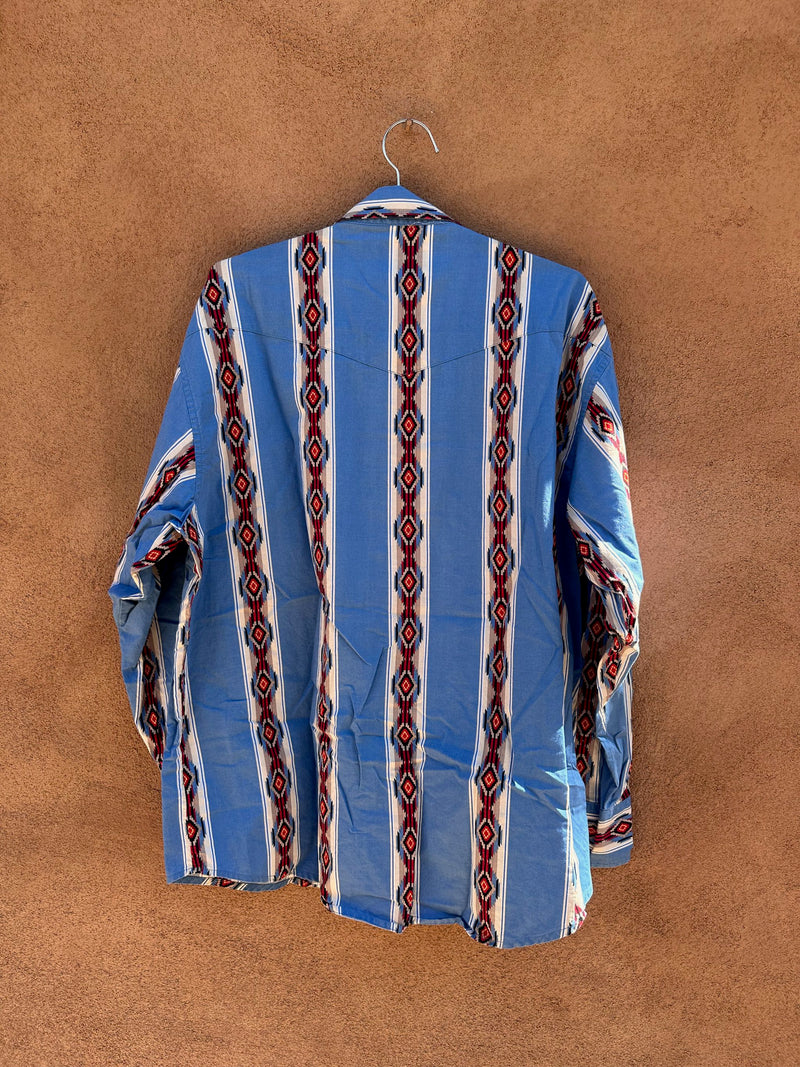 Light Blue Geometric Stripe 80's Wrangler Shirt - Brushpopper