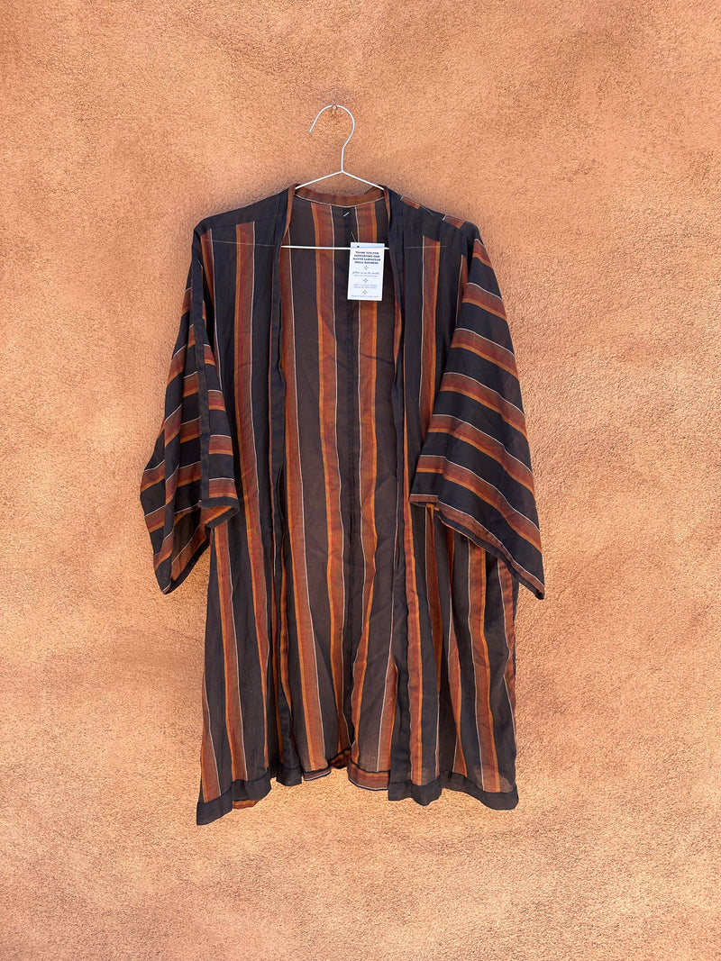 Sheer Black & Brown Stripe Summer Robe