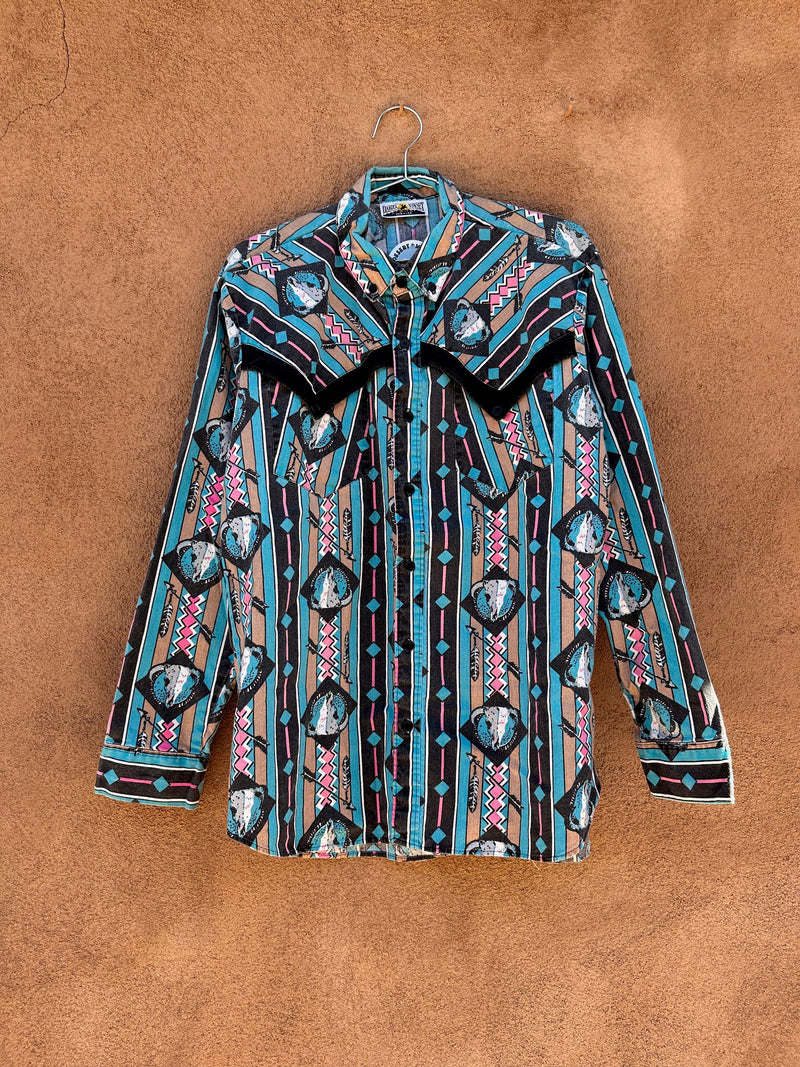 Bison Skull Southwest Style Rodeo Shirt by Dakota Sunset