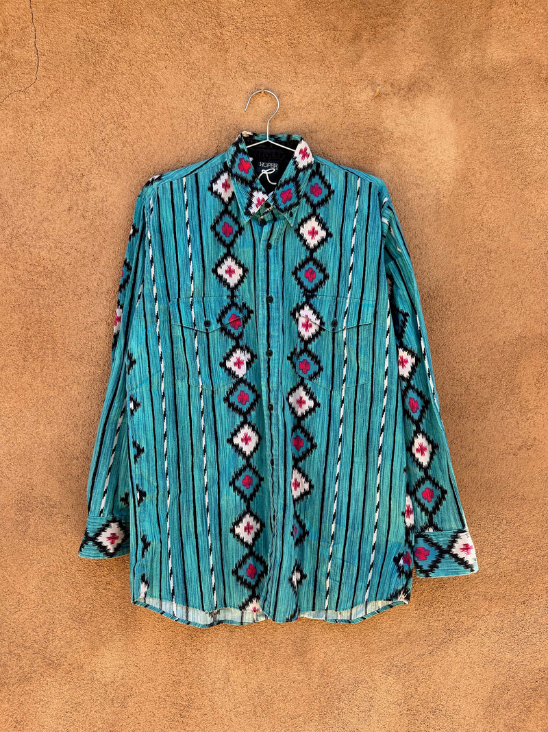 Roper Southwestern Rodeo Shirt, Sky Blue, Large