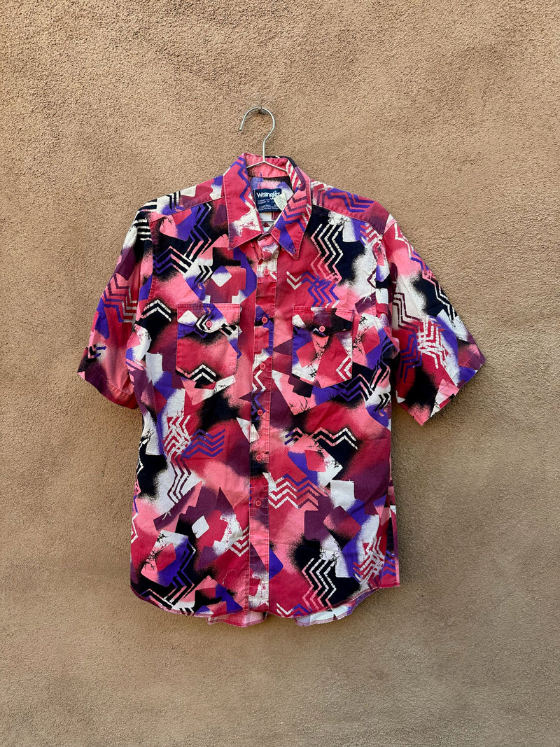 Wild Western Pink Abstract Short Sleeve Rodeo Wrangler Shirt