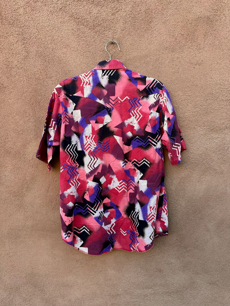 Wild Western Pink Abstract Short Sleeve Rodeo Wrangler Shirt