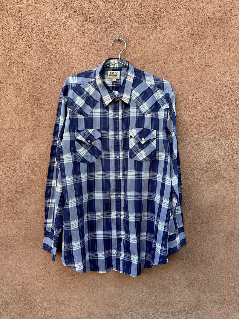 Ely Cattleman Blue & White Plaid Pearl Snap Shirt