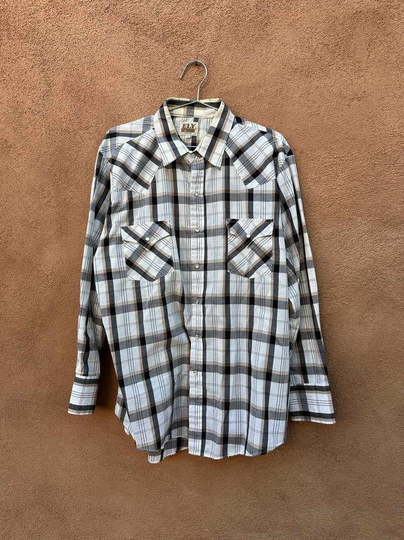 White, Black & Tan Plaid Ely Cattleman Shirt