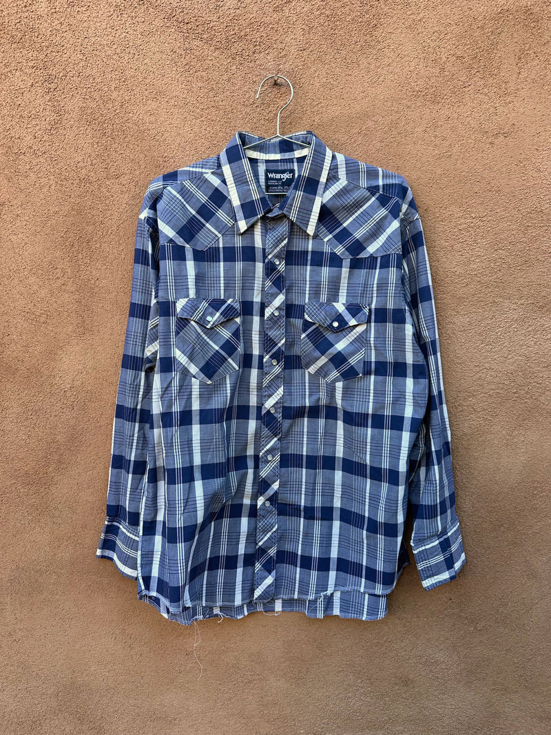 Blue & White Plaid Wrangler Cowboy Shirt