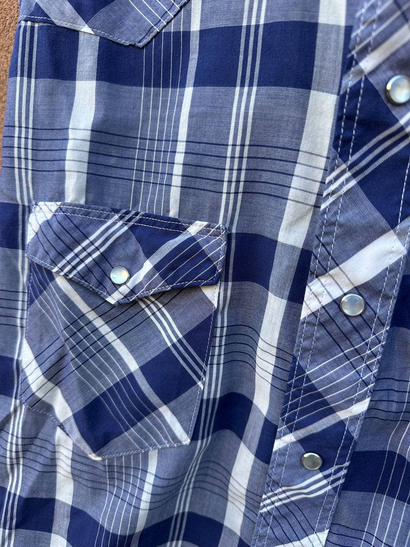 Blue & White Plaid Wrangler Cowboy Shirt