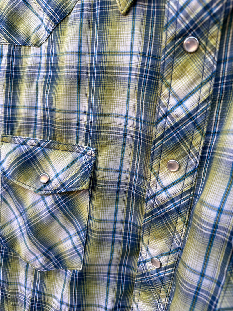 Green & Blue Plaid Wrangler Western Shirt