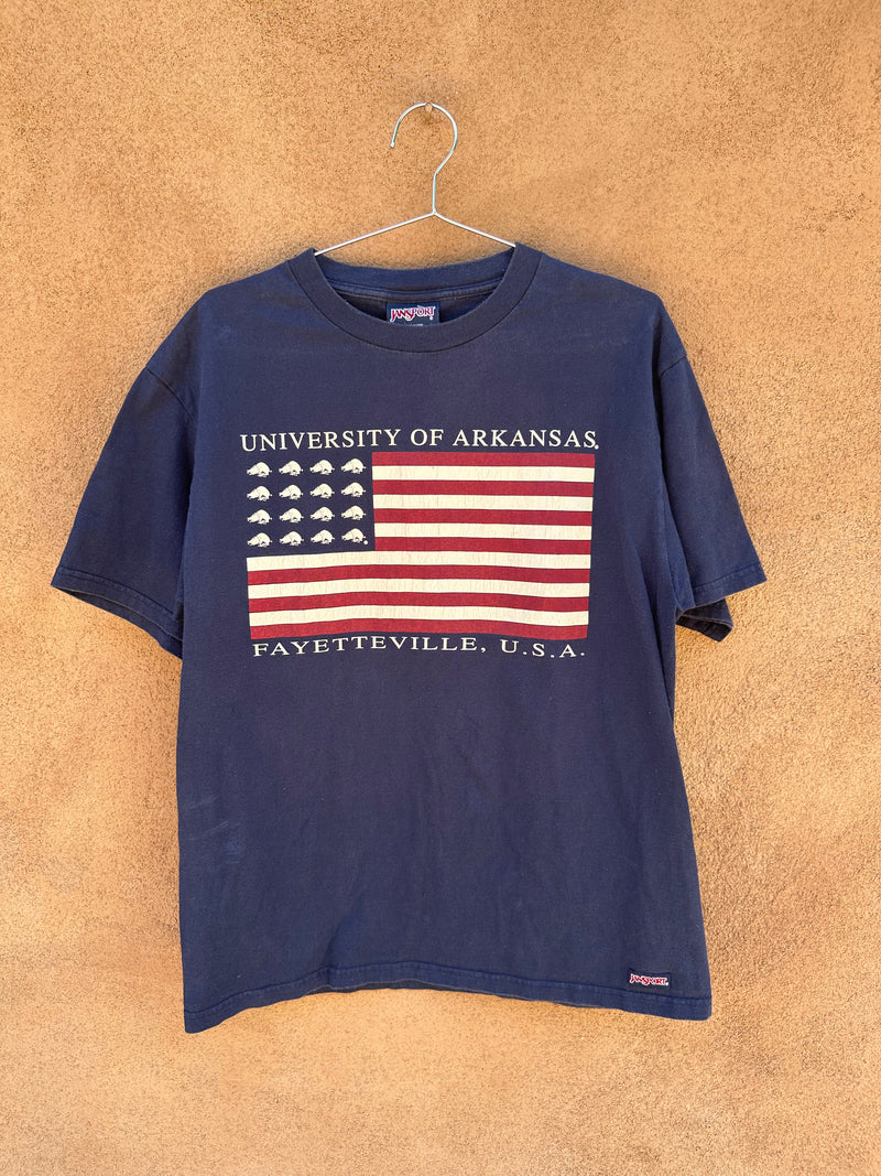 Woo Pig Sooie American Flag (University of Arkansas) T-shirt