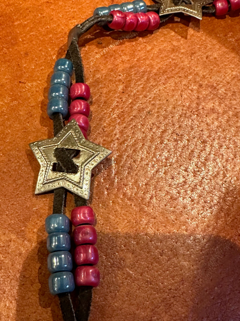 Pink & Blue Star Concho Hat Band