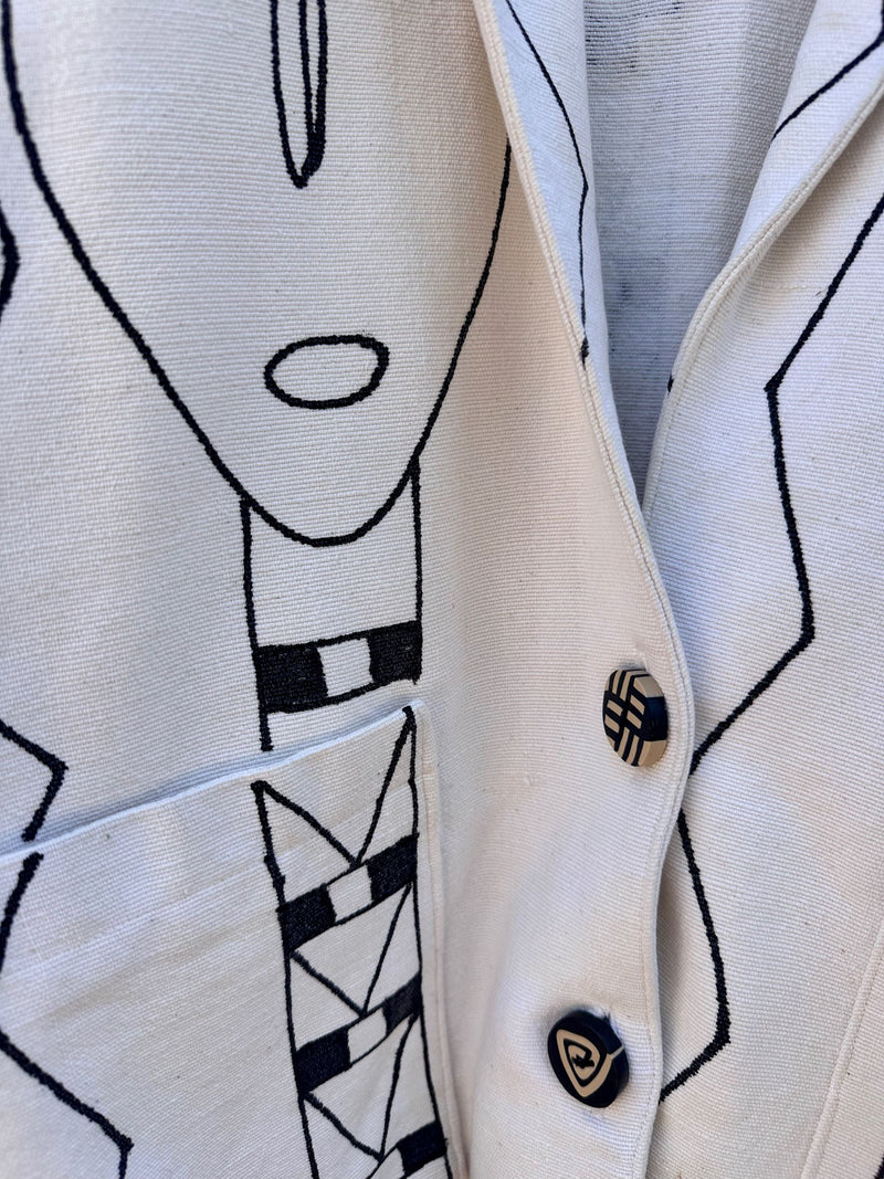 Wearable Folk Art Canvas Blazer