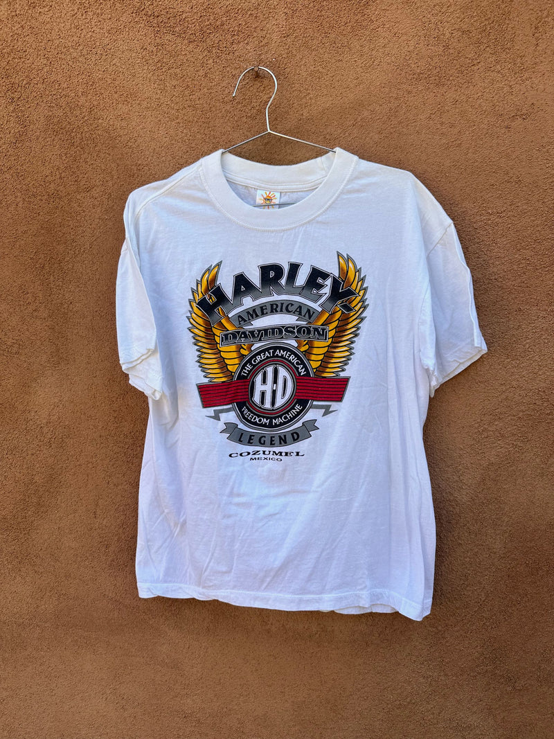 White Bootleg Harley Davidson - Cozumel, Mexico T-shirt