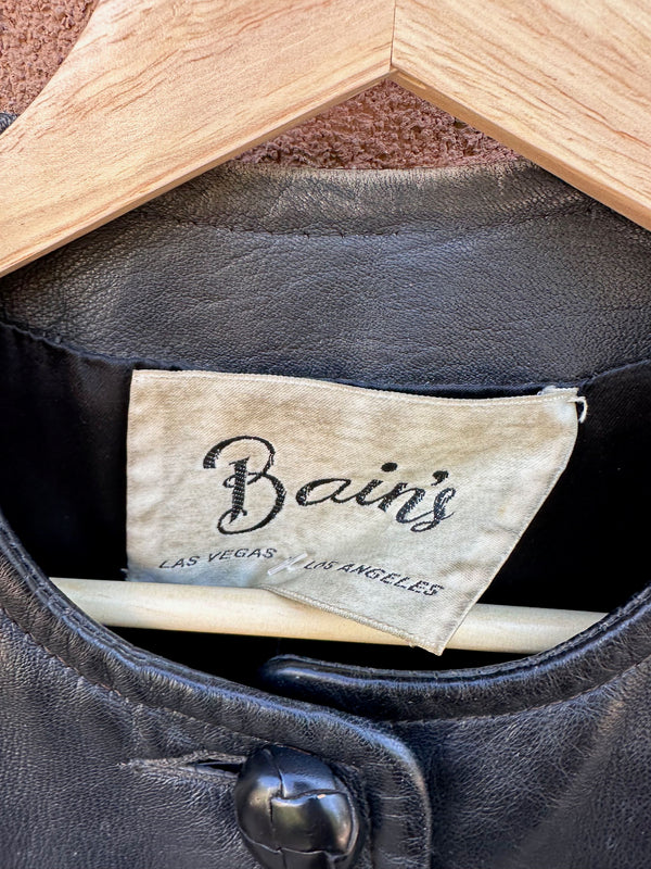 Bain's Black Leather 1960's Mod Jacket - as is