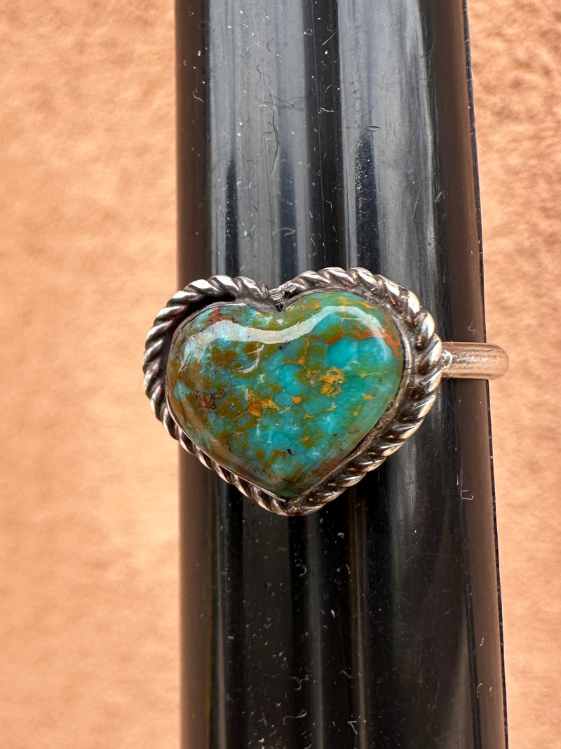 Old Pawn Turquoise Heart and Sterling Silver Ring