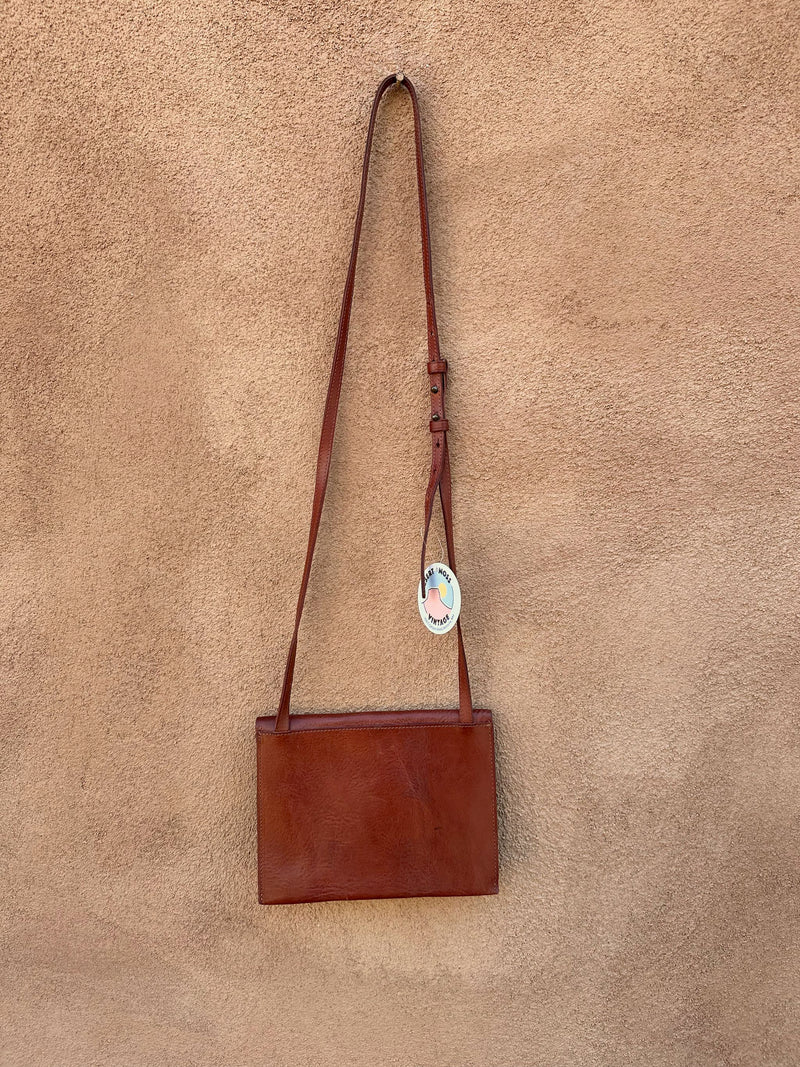 Brown Leather Crossbody Block Purse