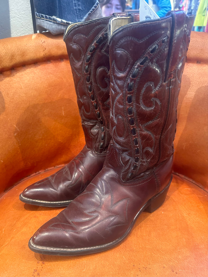 Oxblood ACME Western Boots with Black Stitch - 10.5D