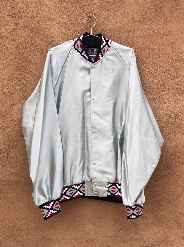 Silver Satin Jacket with Southwest Detail by Black Sheep