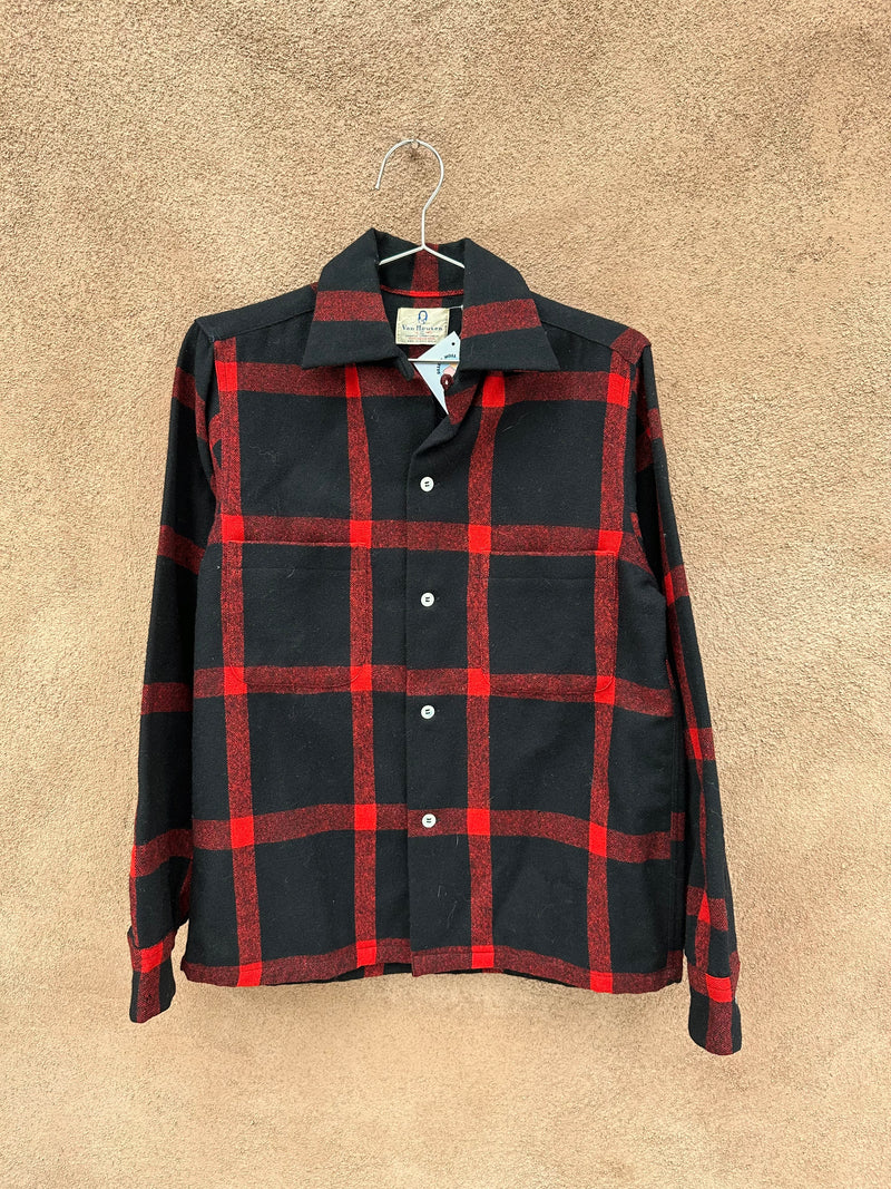 Black & Red Van Heusen 100% Wool Shirt