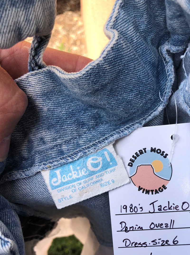 1980's Jackie O! Denim Overall Dress - Size 6