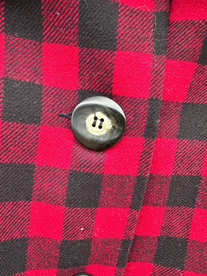 Pendleton Red & Black Check Belted Jacket with Antler Buttons - Made in USA