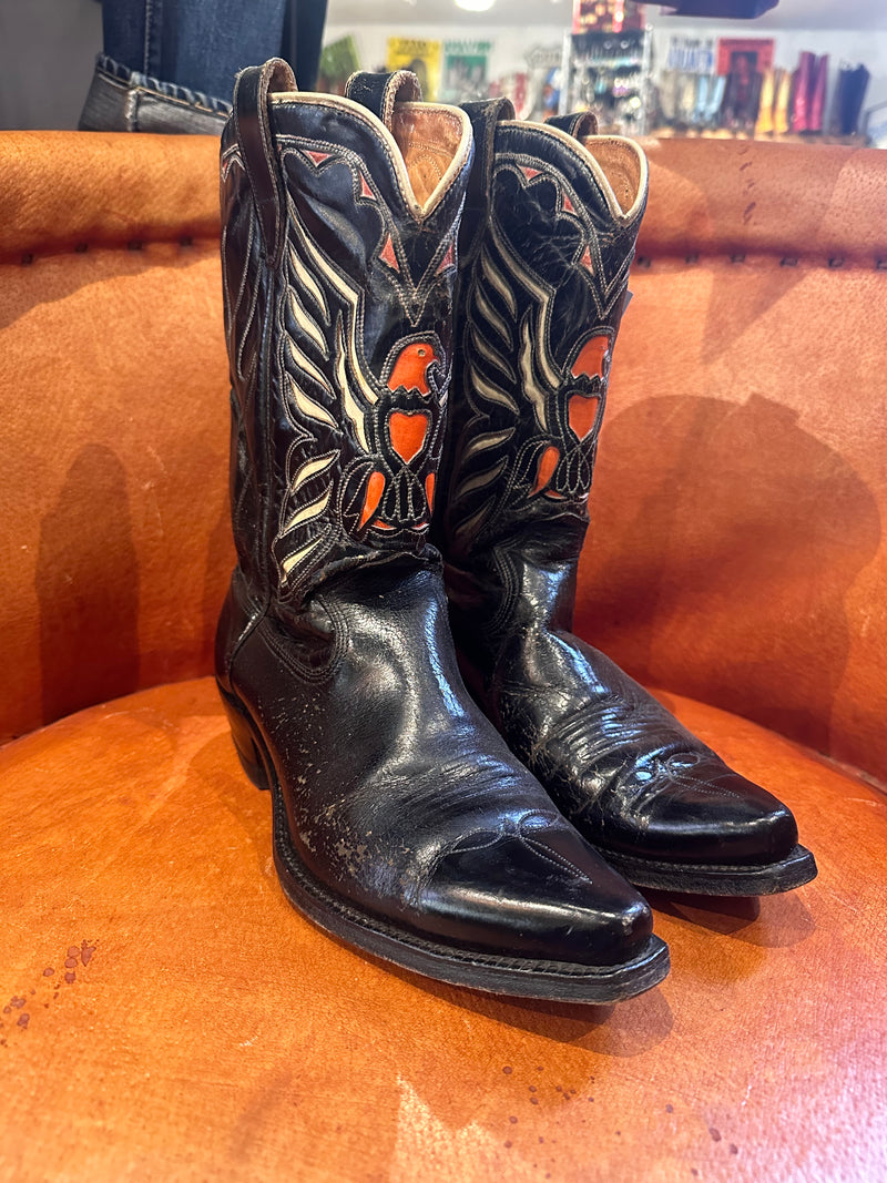 1960's Handmade Embossed Eagle Western Boots 7.5D - 9/9.5