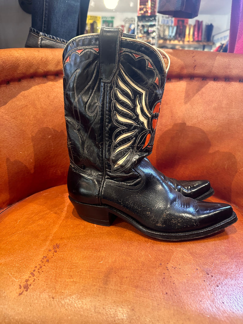 1960's Handmade Embossed Eagle Western Boots 7.5D - 9/9.5