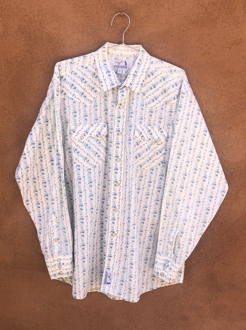 Baby Blue Floral Stripe Pandhandle Slim Shirt