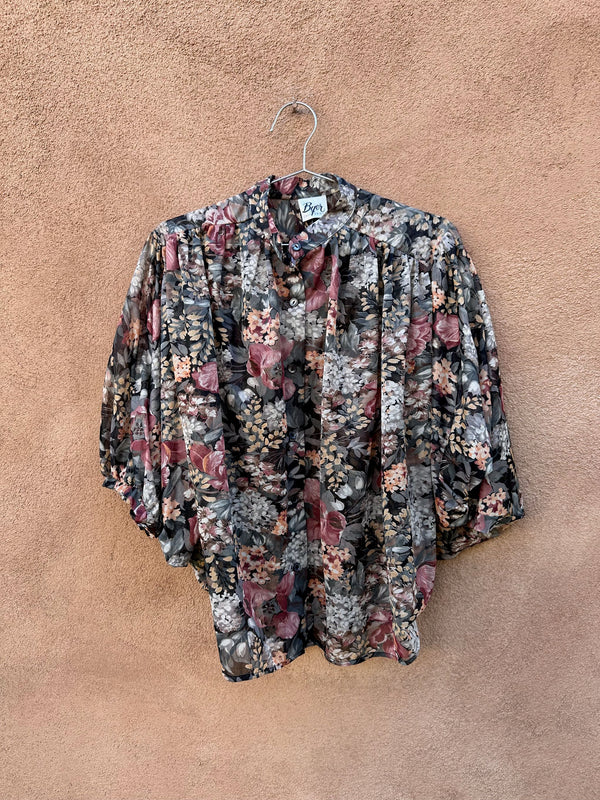 1970's Byer California Dolman Sleeve Floral Blouse