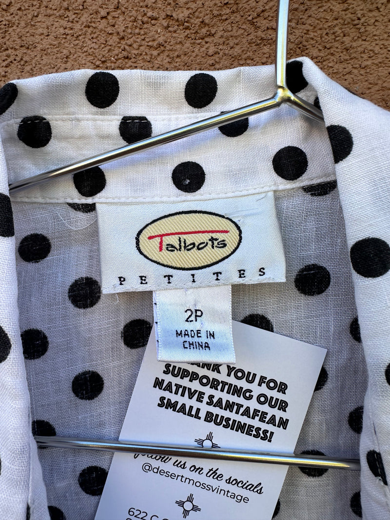 Polka Dot Talbots Linen Blouse