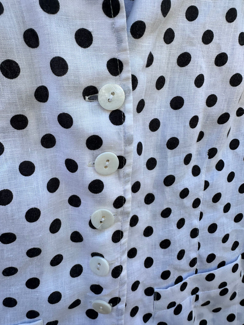 Polka Dot Talbots Linen Blouse