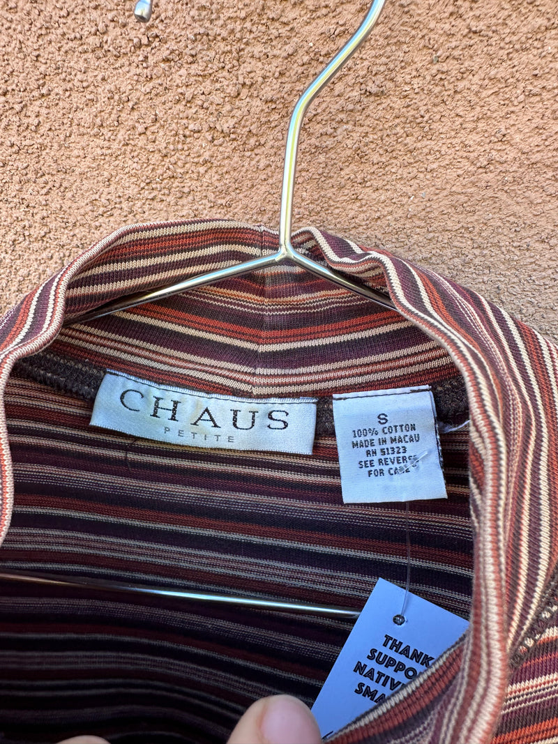 Chaus Petite Striped Mock Turtleneck