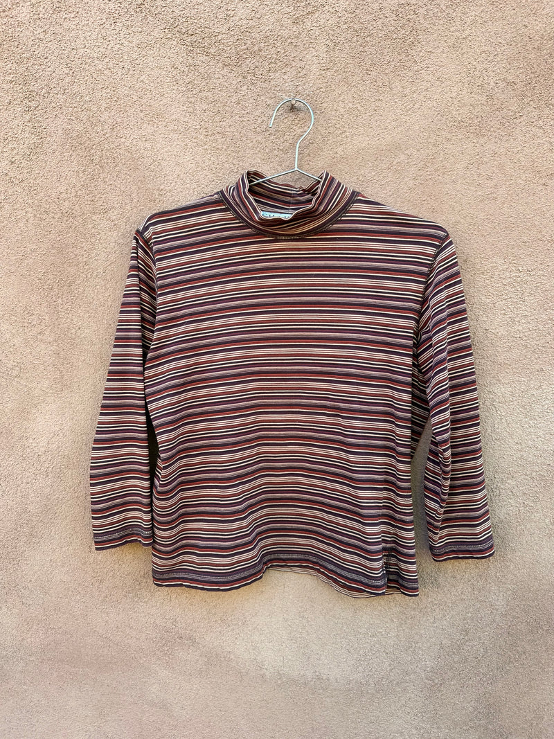 Chaus Petite Striped Mock Turtleneck