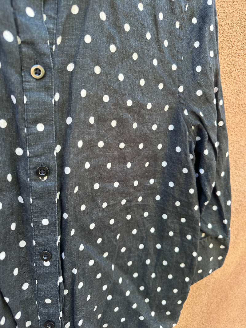 Black & White Polka Dot Linen Top