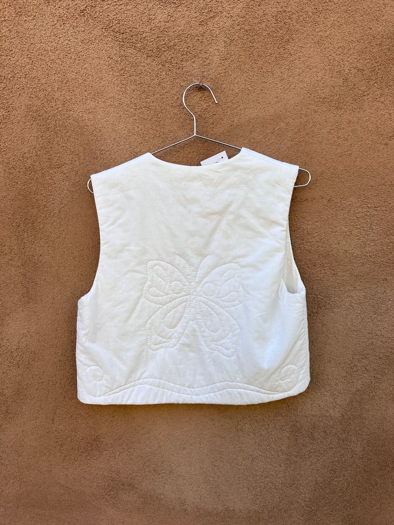 Quilted White Butterfly Vest