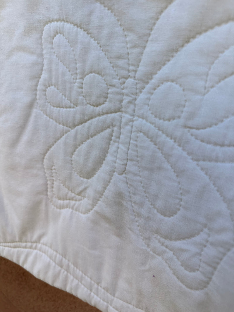 Quilted White Butterfly Vest