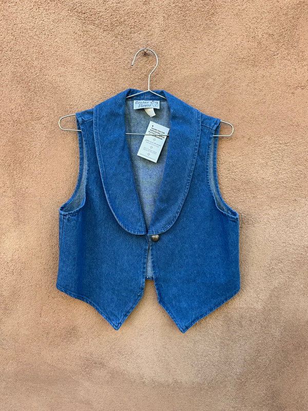 Cactus Flower Denim Vest with Concho Button