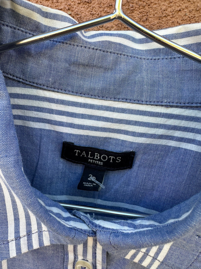 Talbots Striped Chambray Blouse