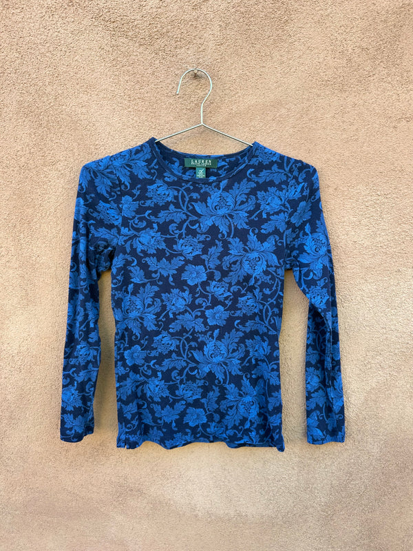 Ralph Lauren Lauren Blue Floral Top