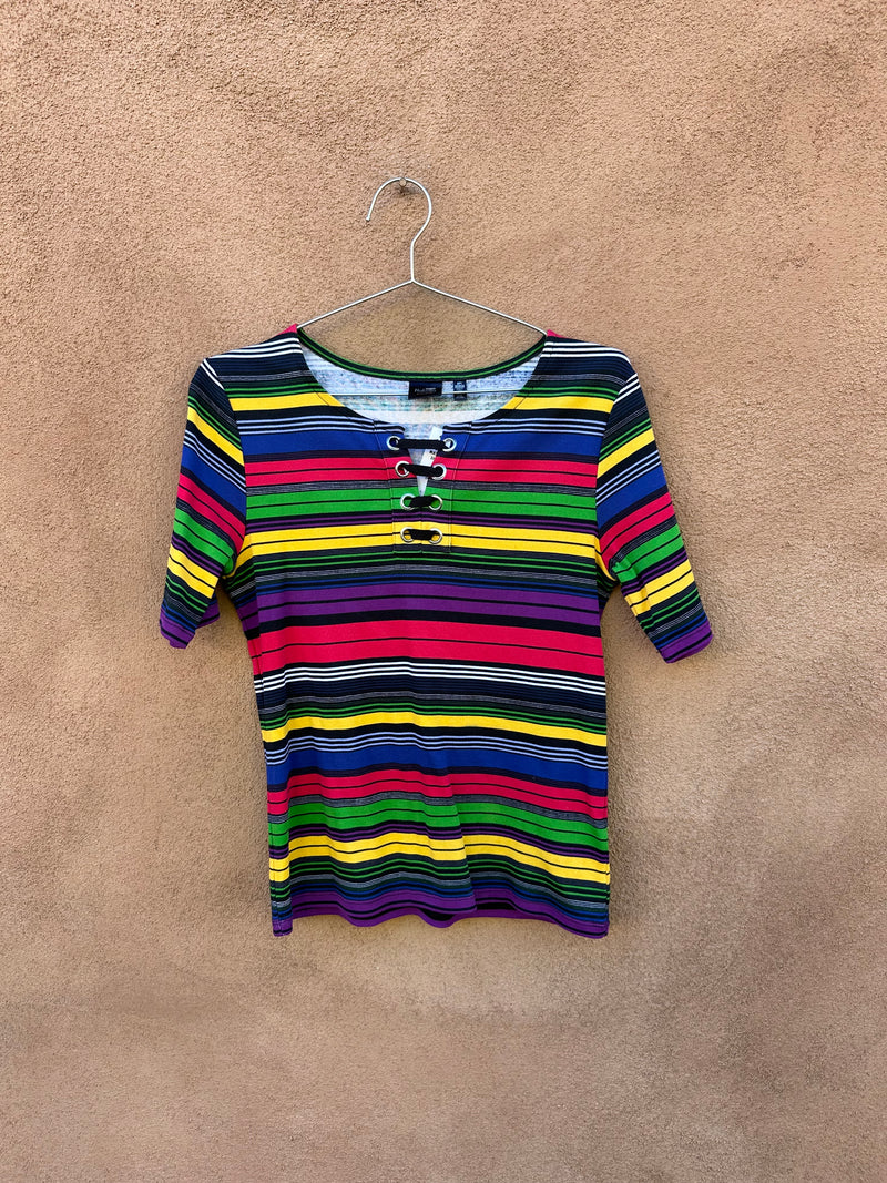 Rainbow & Black Striped Rafaella Top