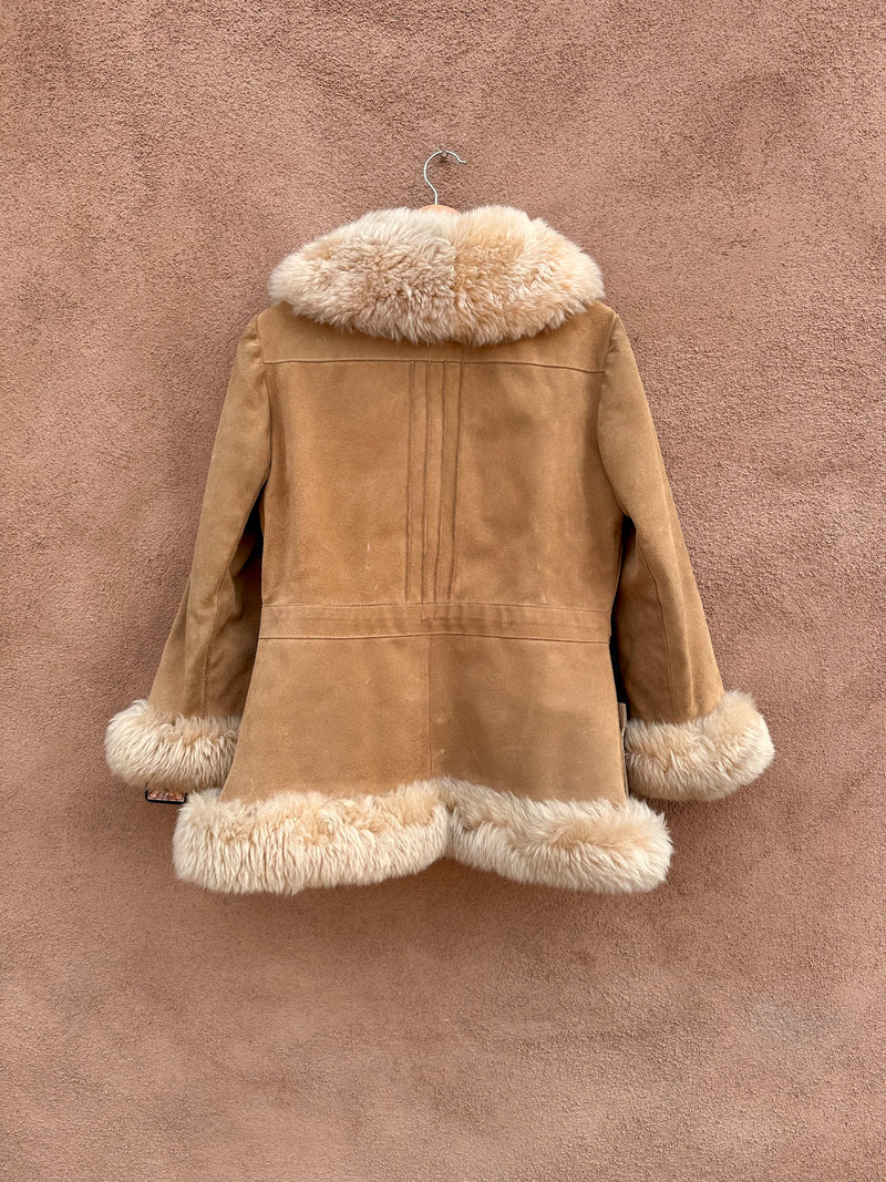 Suede, Shearling Fur & Faux Shearling Jacket - as is