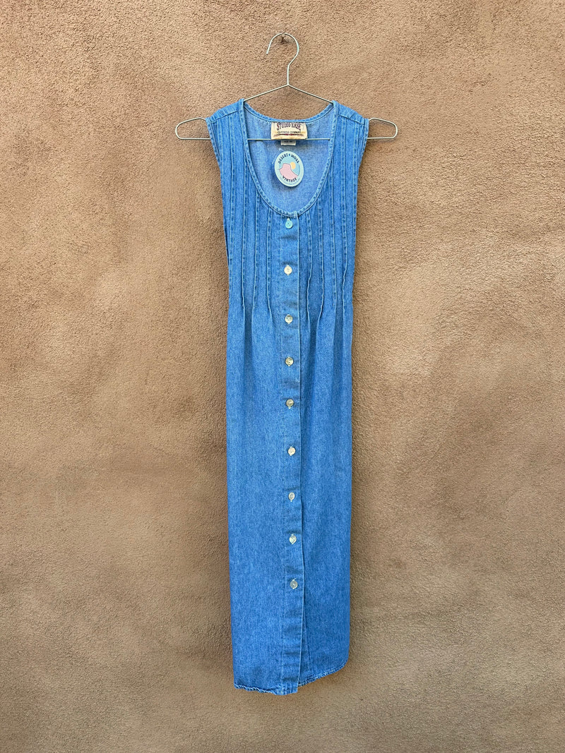 Pleated Denim Dress with Rear Ties, Studio Ease